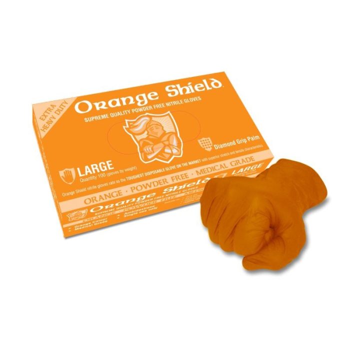 Orange Shield Nitrile Gloves